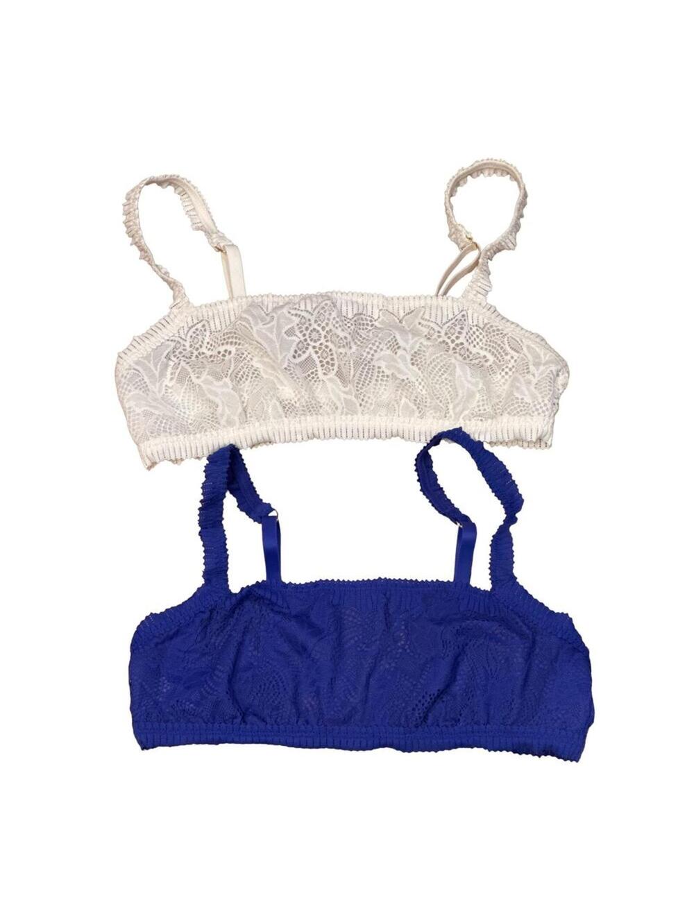 Aerie Lace Bralette Bras Bundle 2 Small White Blue adjustable sleep comfort